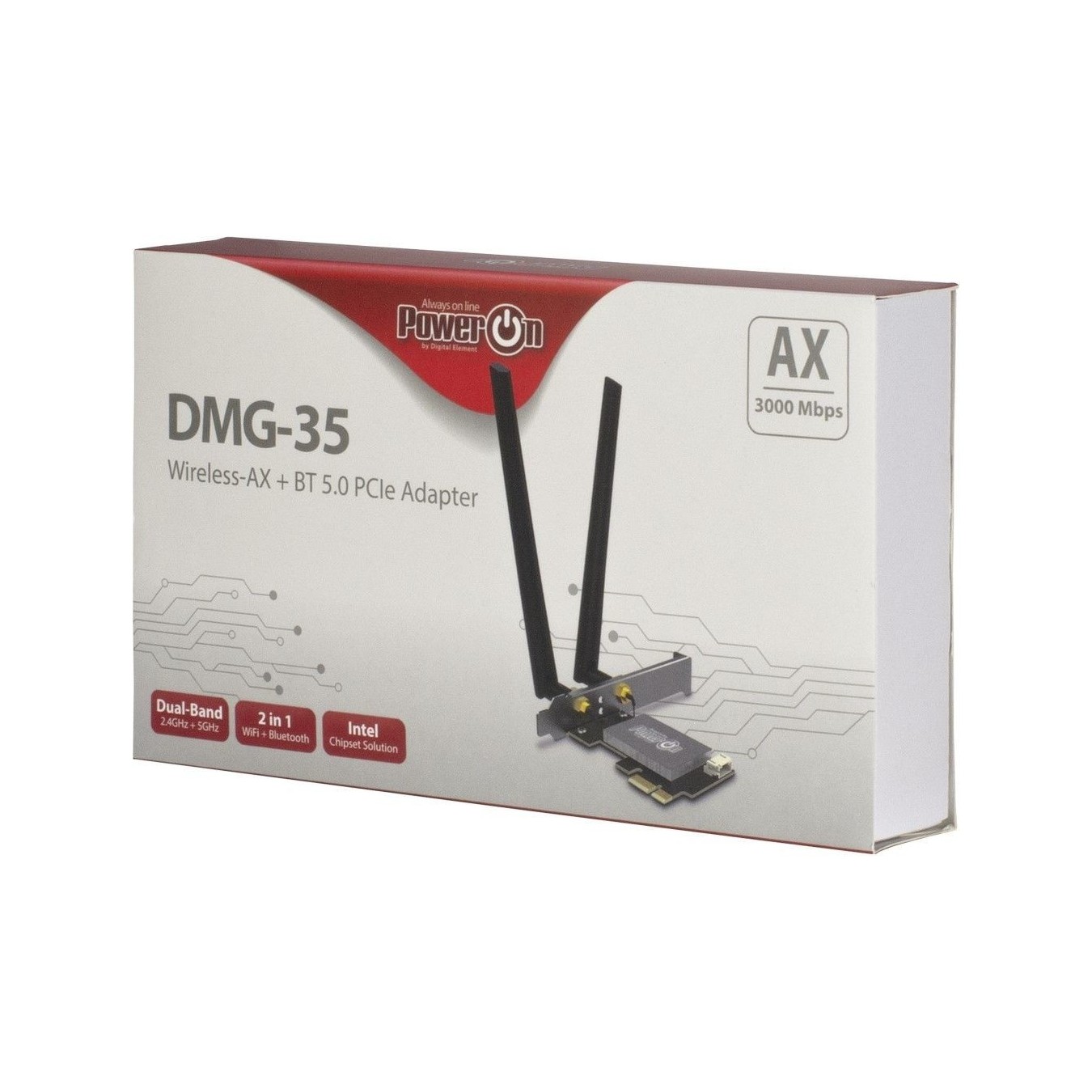 Inter-Tech DMG-35 USB 2.0 Netzwerkadapter - DMG-35 - Dual-band PCIe WLAN/Bluetooth, 3000 Mbit/s, Bluetooth 5.0, Windows 10