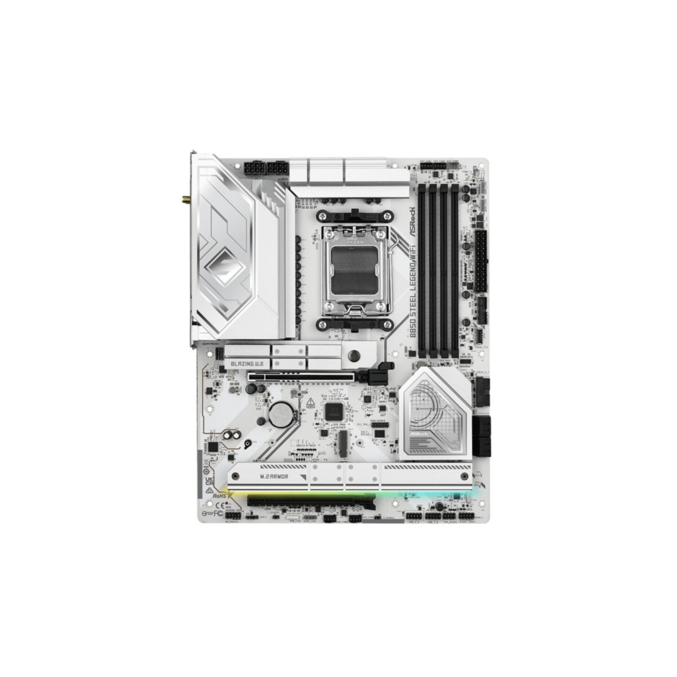 ASRock B850 Steel Legend WiFi - AM5 ATX Motherboard, DDR5, 4x M.2, 256GB Support, Wi-Fi 7, 2.5Gb LAN, White