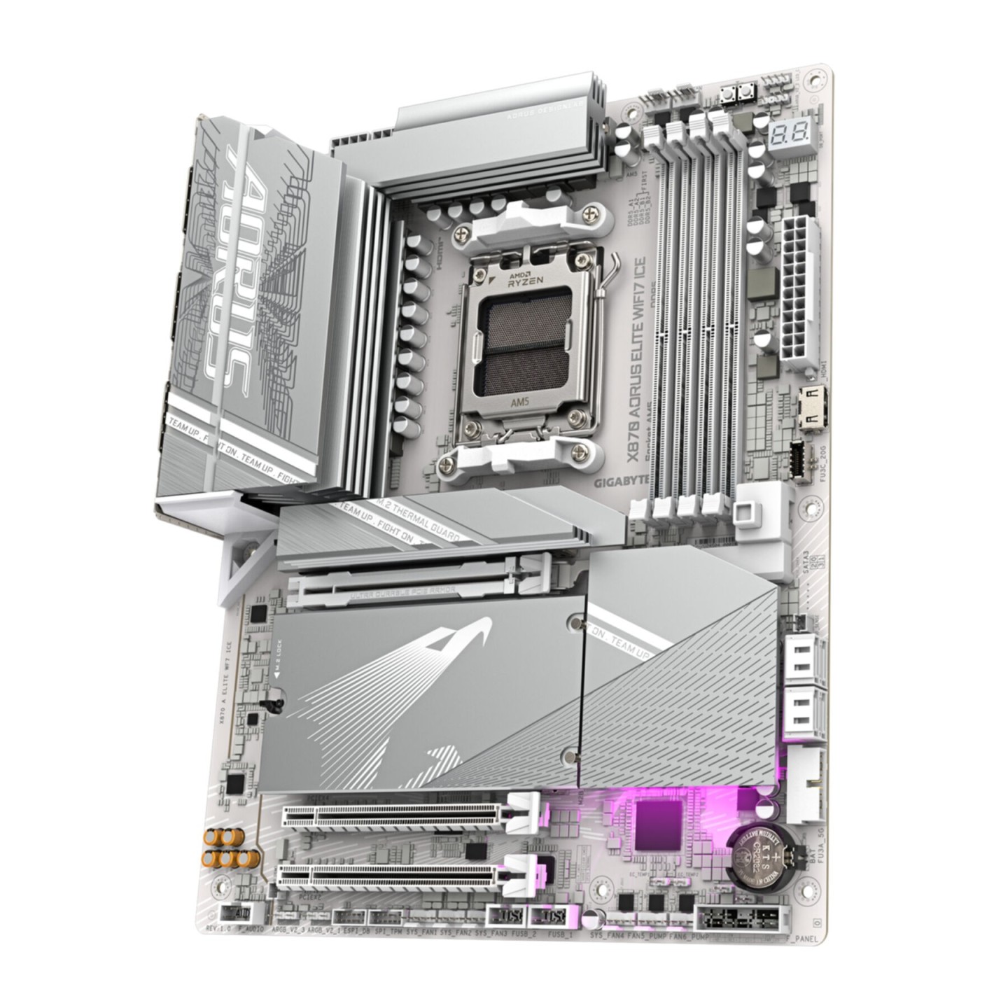 Gigabyte X870 AORUS ELITE WIFI7 ICE - AM5 ATX Motherboard, X870, DDR5, 4x M.2, Wi-Fi 7, 2.5Gb LAN, White