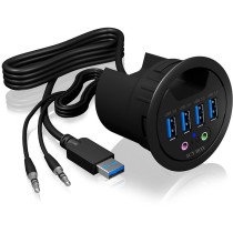 ICY BOX Desk Hub 4x USB 3.0 Type-A with Audio In/Out — Buy in Cyprus with Fast Delivery
