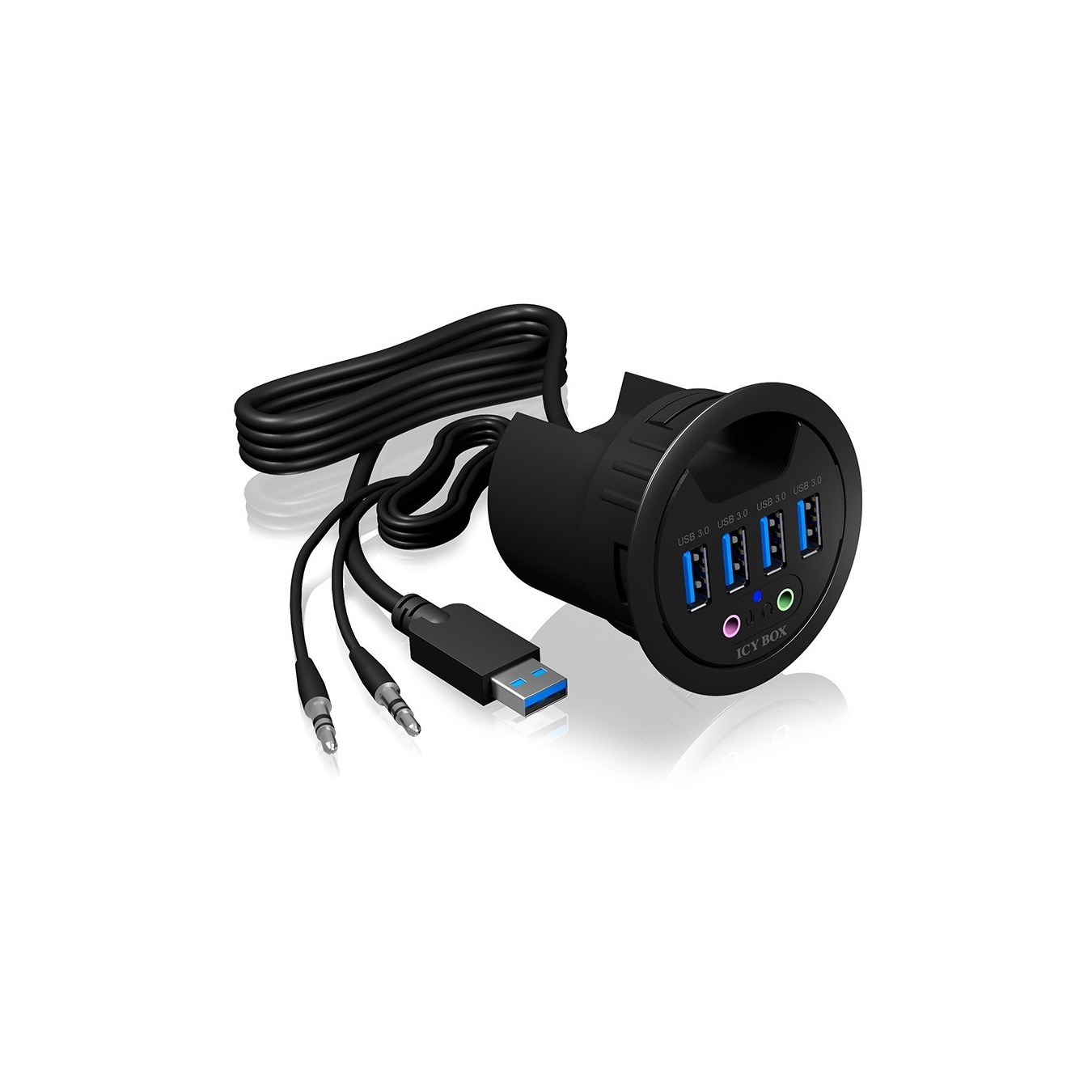 ICY BOX Desk Hub 4x USB 3.0 Type-A with Audio In/Out — Buy in Cyprus with Fast Delivery
