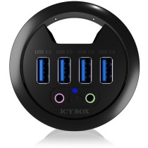 ICY BOX Desk Hub 4x USB 3.0 Type-A with Audio In/Out — Buy in Cyprus with Fast Delivery