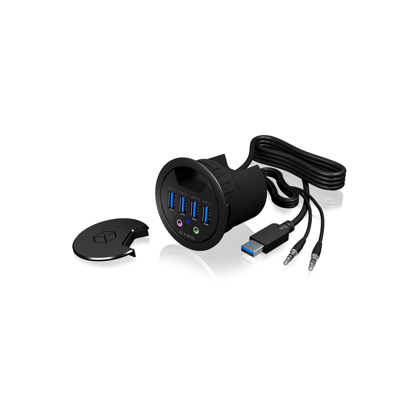ICY BOX Desk Hub 4x USB 3.0 Type-A with Audio In/Out — Buy in Cyprus with Fast Delivery