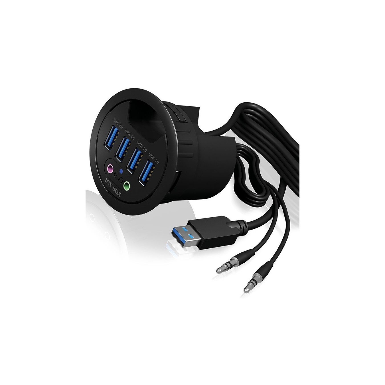 ICY BOX Desk Hub 4x USB 3.0 Type-A with Audio In/Out — Buy in Cyprus with Fast Delivery