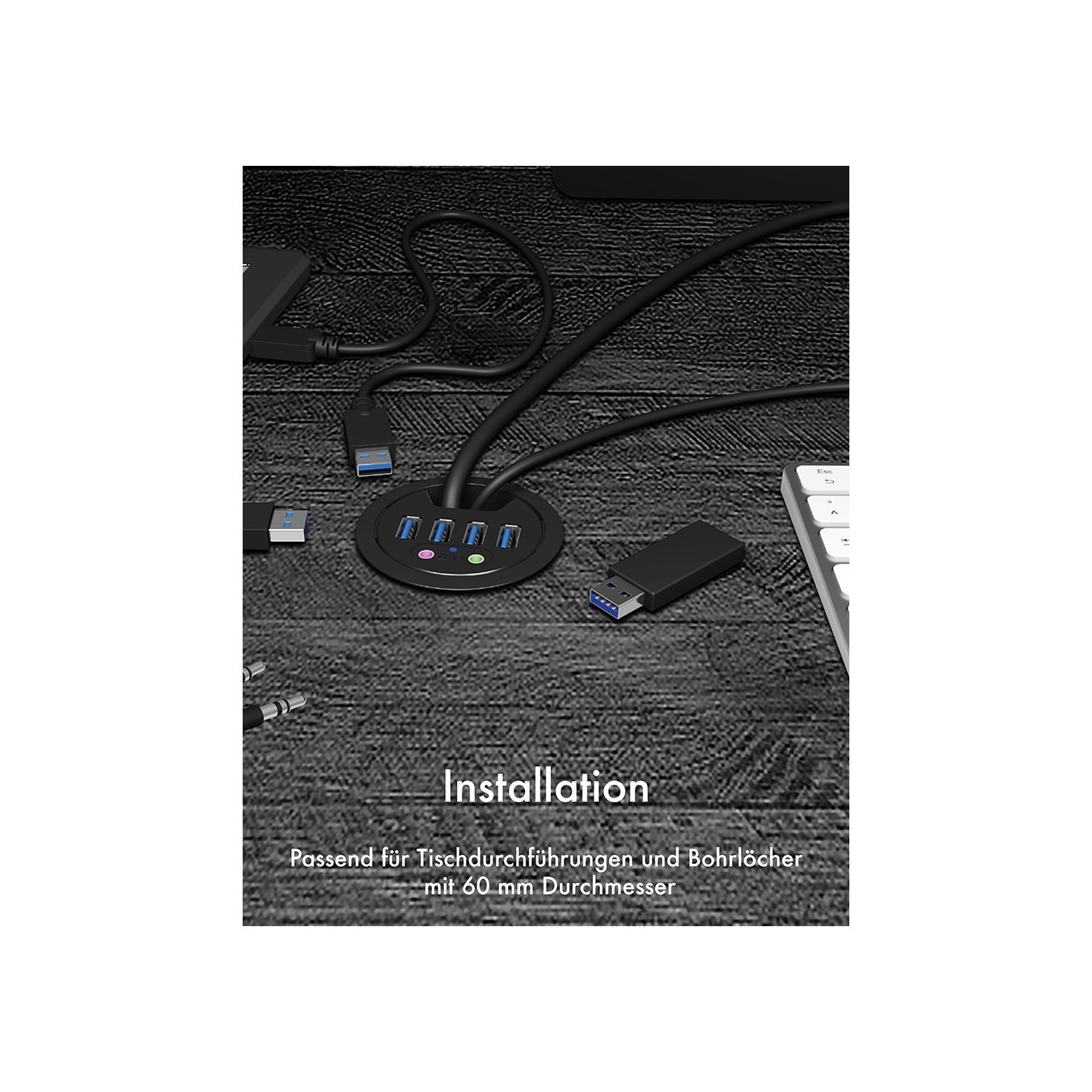 ICY BOX Desk Hub 4x USB 3.0 Type-A with Audio In/Out — Buy in Cyprus with Fast Delivery