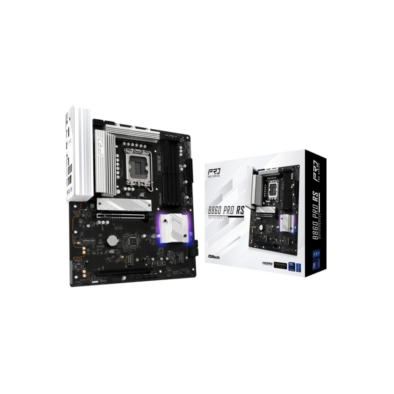 ASRock B860 Pro RS (1851) - Race Sport Edition Motherboard, Hi-Density Power, 10+1+1 VRM, Dr.MOS, Overclock-Ready