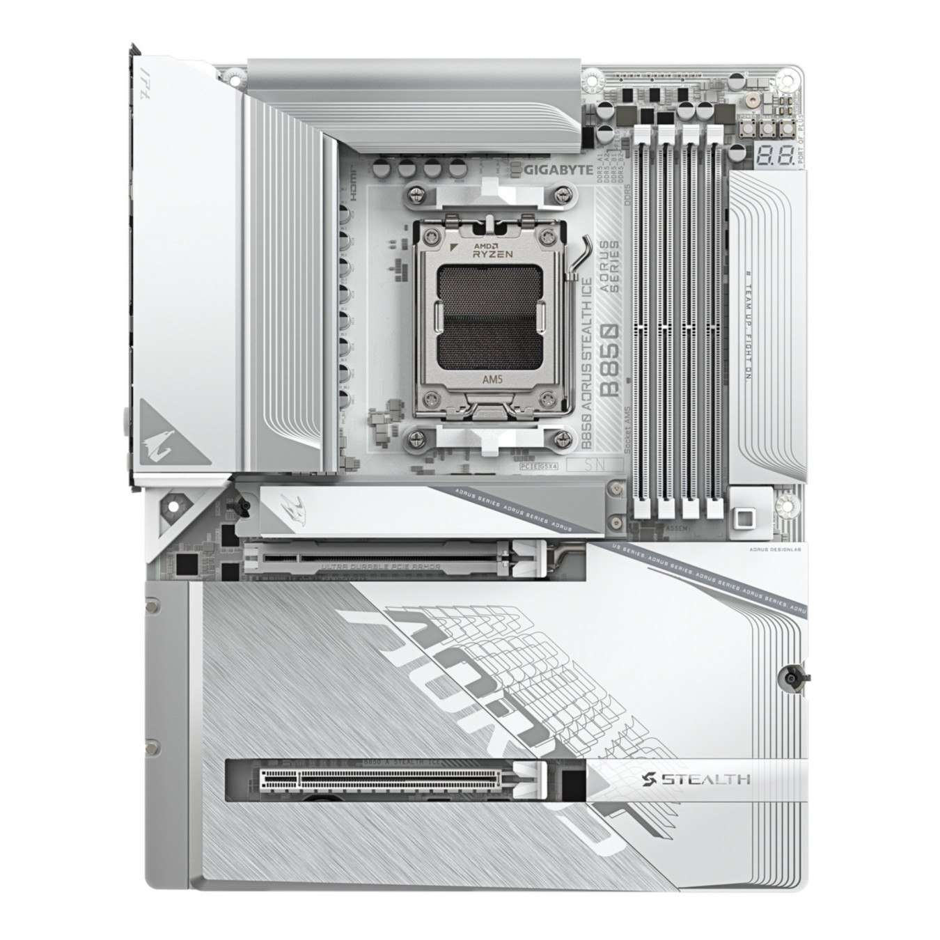 GIGABYTE GA-B850 A STEALTH ICE - AM5 ATX Motherboard - DDR5, 4x DIMM, 256GB Max, Ryzen 7000/8000/9000
