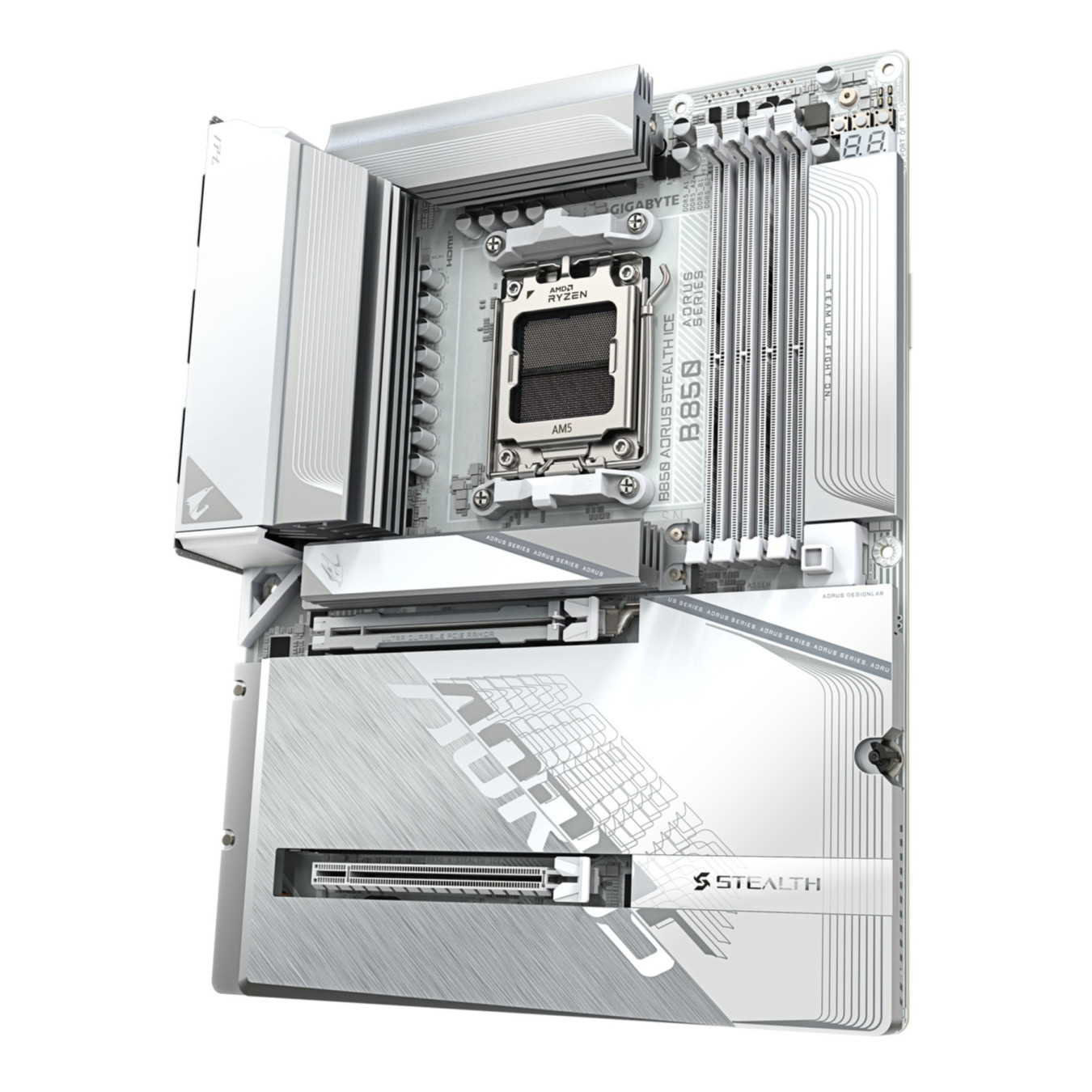 GIGABYTE GA-B850 A STEALTH ICE - AM5 ATX Motherboard - DDR5, 4x DIMM, 256GB Max, Ryzen 7000/8000/9000
