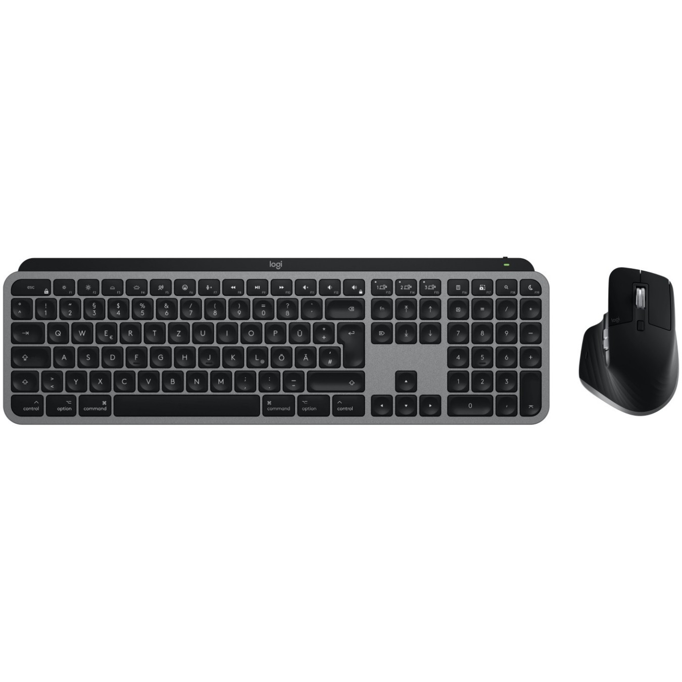 TAS MX KEYS S COMBO FOR MAC - Grey - QWERTZ, Bluetooth, Scissor key switch, LED backlight White, Full-size (100%)