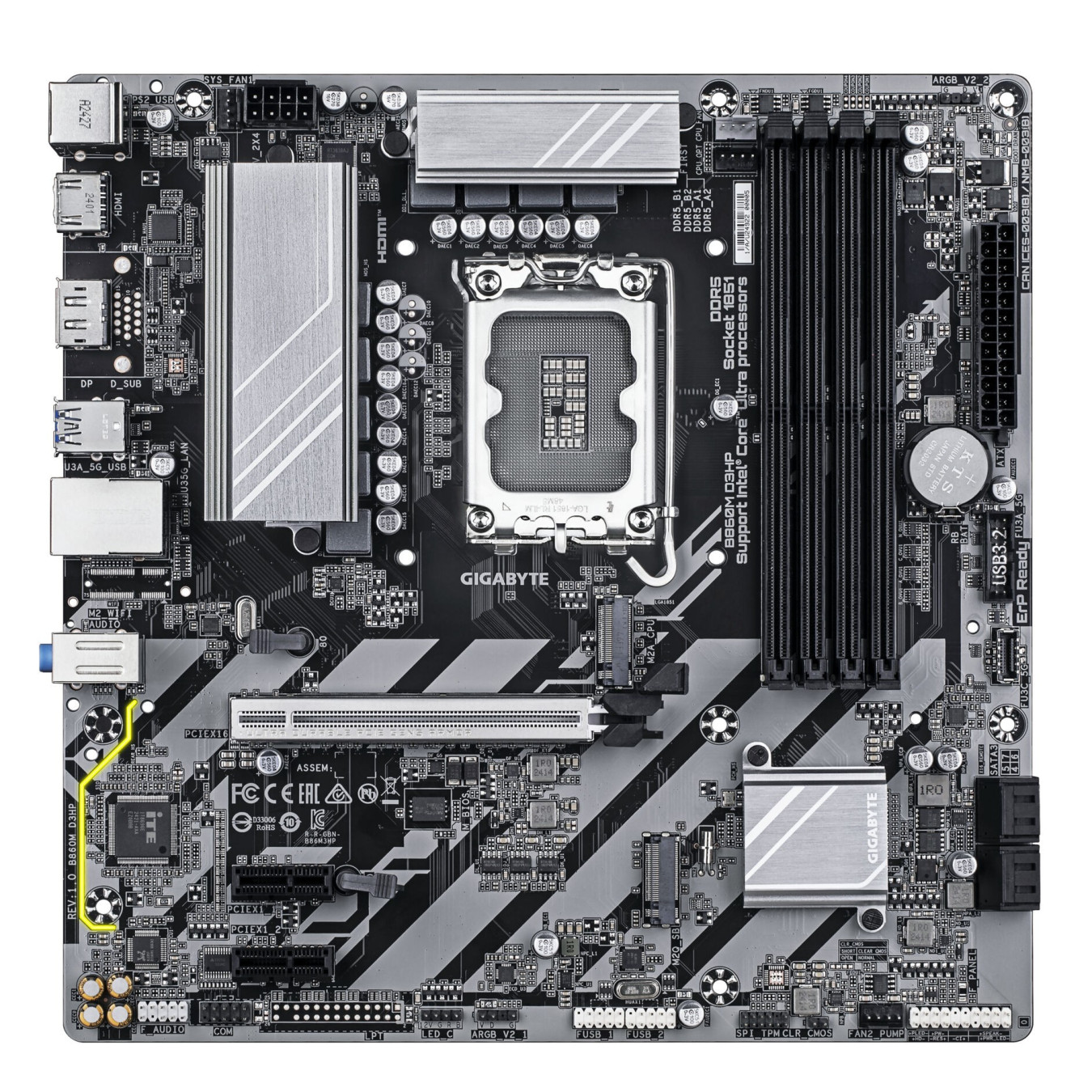 GIGABYTE GA-B860M D3HP - Micro-ATX LGA1851 Motherboard - DDR5, 4x DIMM, Up to 256GB — Buy in Cyprus with Fast Delivery