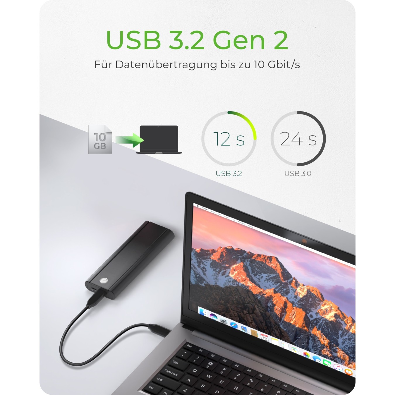 ICY BOX IB-1807MT-C31 External USB-C 3.2 Enclosure for M.2 NVMe SSD with Write Protection - IB-1807MT-C31
