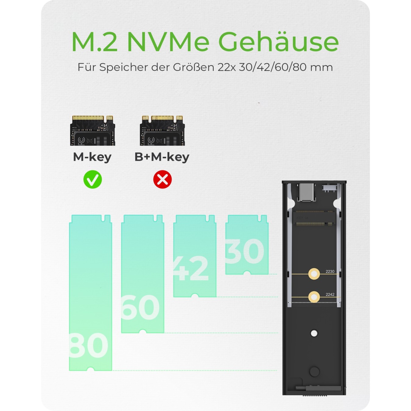 ICY BOX IB-1807MT-C31 External USB-C 3.2 Enclosure for M.2 NVMe SSD with Write Protection - IB-1807MT-C31