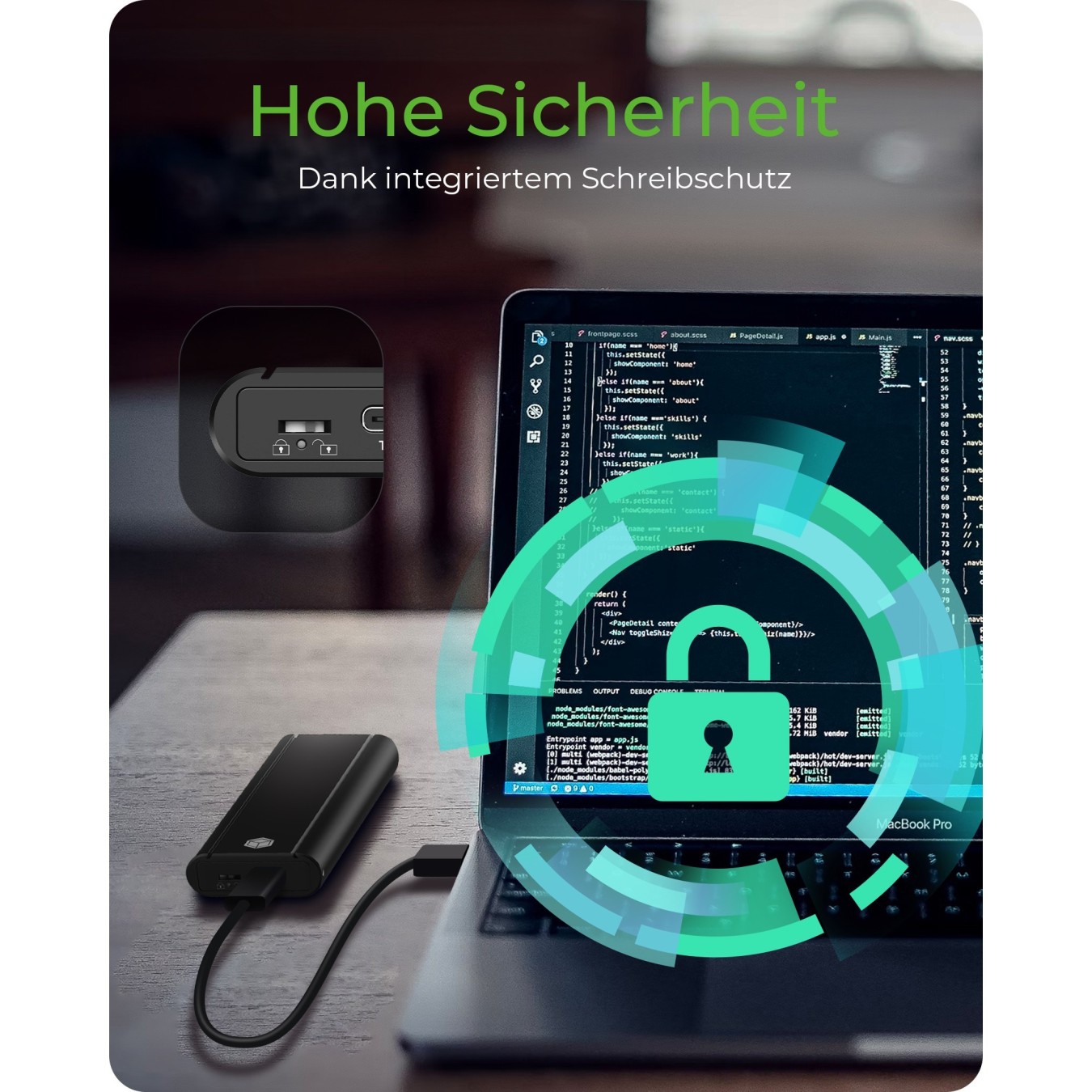 ICY BOX IB-1807MT-C31 External USB-C 3.2 Enclosure for M.2 NVMe SSD with Write Protection - IB-1807MT-C31