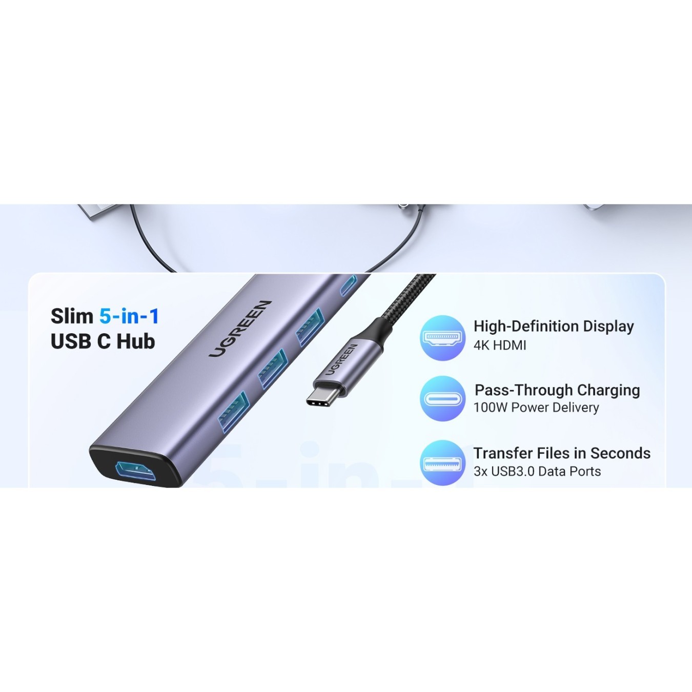 UGREEN Revodok 5-in-1 4K HDMI USB-C Hub with 3x USB-A 3.0 — Buy in Cyprus with Fast Delivery