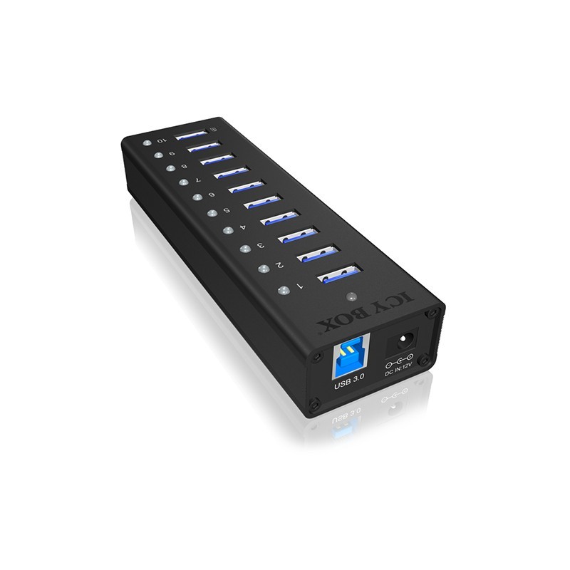 Buy HUB 10 Port. Ladeport Aluminium-mit Netzteil ICY BOX - Black, Aluminium, 100... in Cyprus, Nicosia, Limassol, Larnaka, Pafos