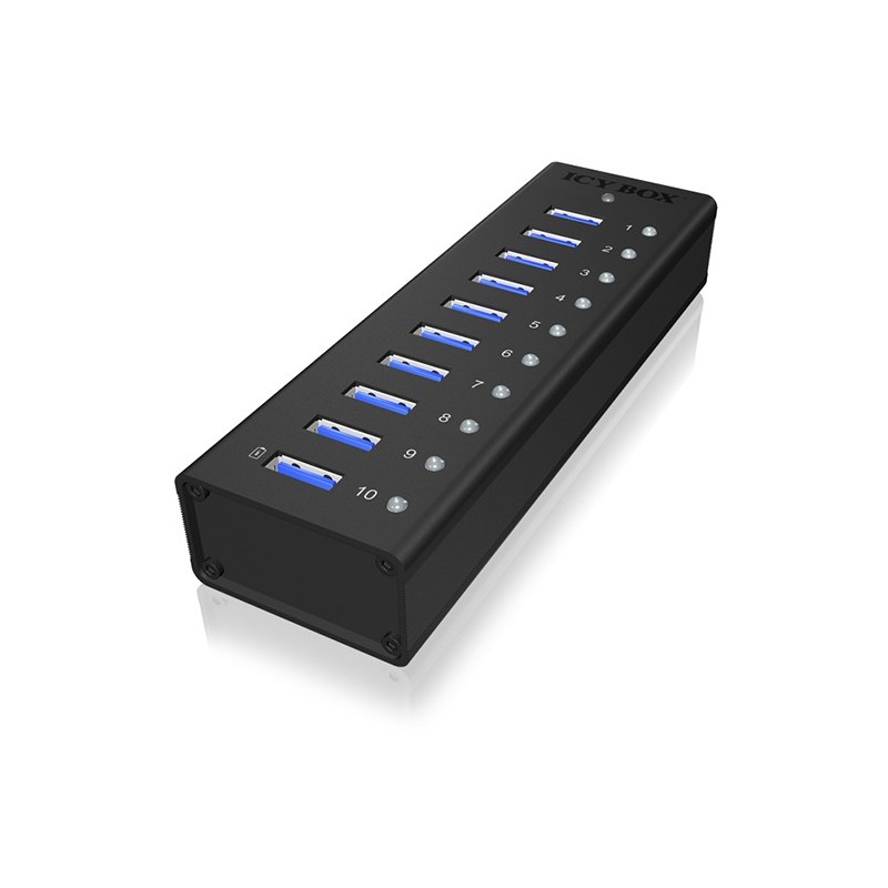 Buy HUB 10 Port. Ladeport Aluminium-mit Netzteil ICY BOX - Black, Aluminium, 100... in Cyprus, Nicosia, Limassol, Larnaka, Pafos