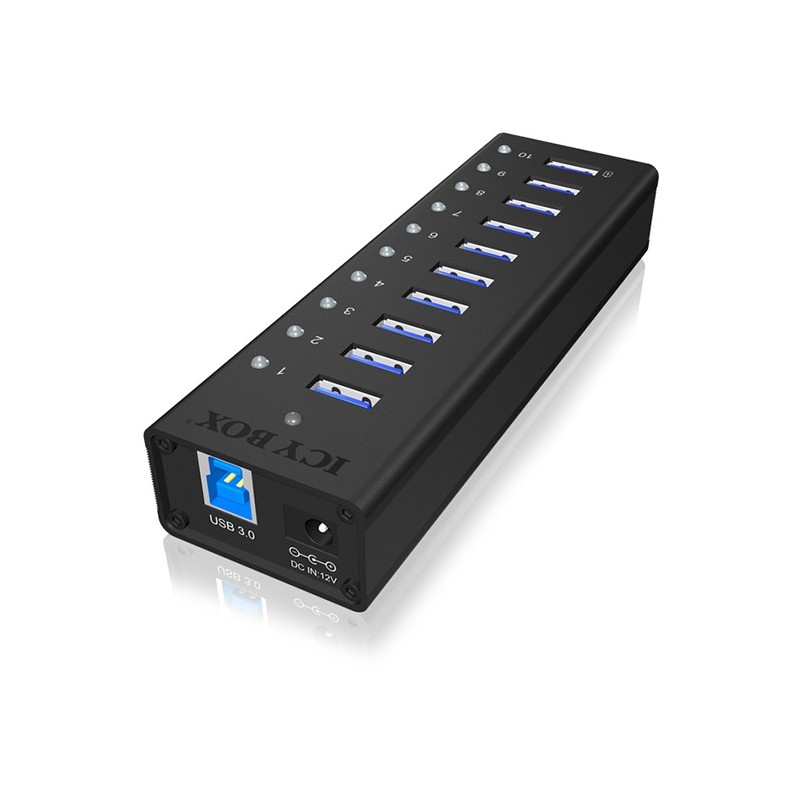 Buy HUB 10 Port. Ladeport Aluminium-mit Netzteil ICY BOX - Black, Aluminium, 100... in Cyprus, Nicosia, Limassol, Larnaka, Pafos