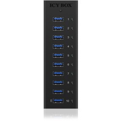 Buy HUB 10 Port. Ladeport Aluminium-mit Netzteil ICY BOX - Black, Aluminium, 100... in Cyprus, Nicosia, Limassol, Larnaka, Pafos