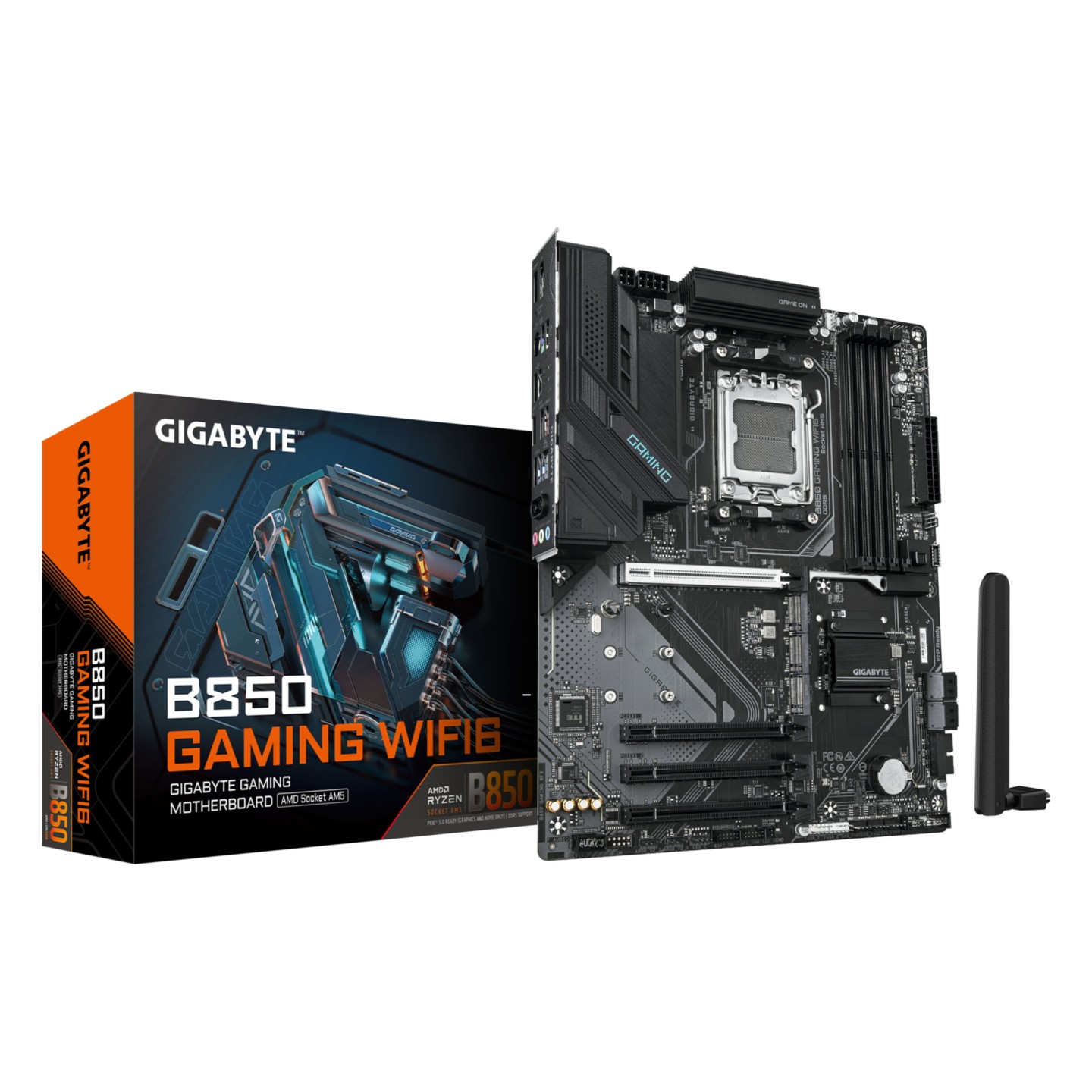 Gigabyte GA-B850 GAMING WIFI6 - AM5 ATX Motherboard, DDR5 4x DIMM up to 256GB, PCIe 5.0, Wi-Fi 6E, HDMI 2.1 (Brown)