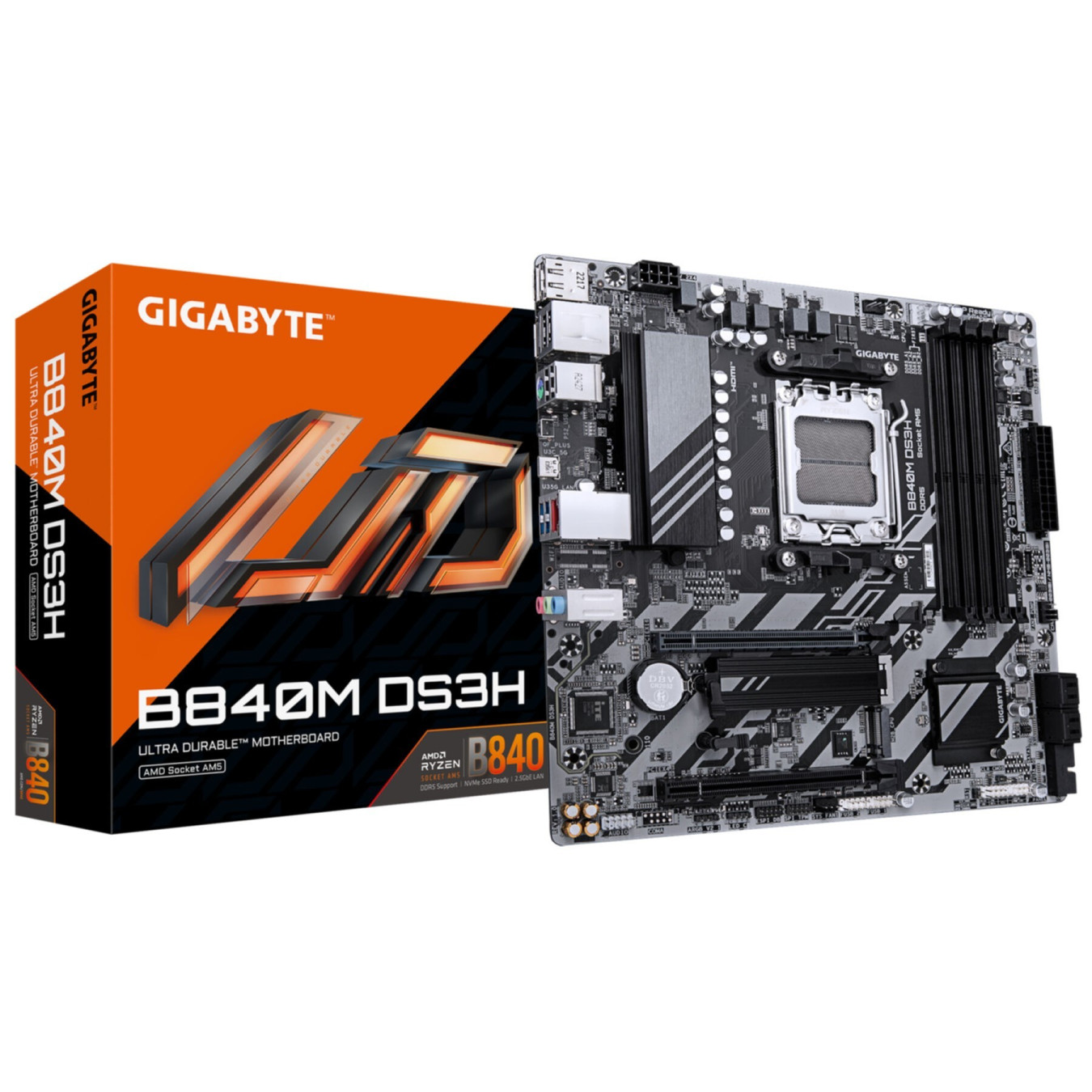 GIGABYTE GA-B840M DS3H - AM5 Micro-ATX Motherboard, DDR5, 4 DIMM, Up to 256GB — Buy in Cyprus with Fast Delivery