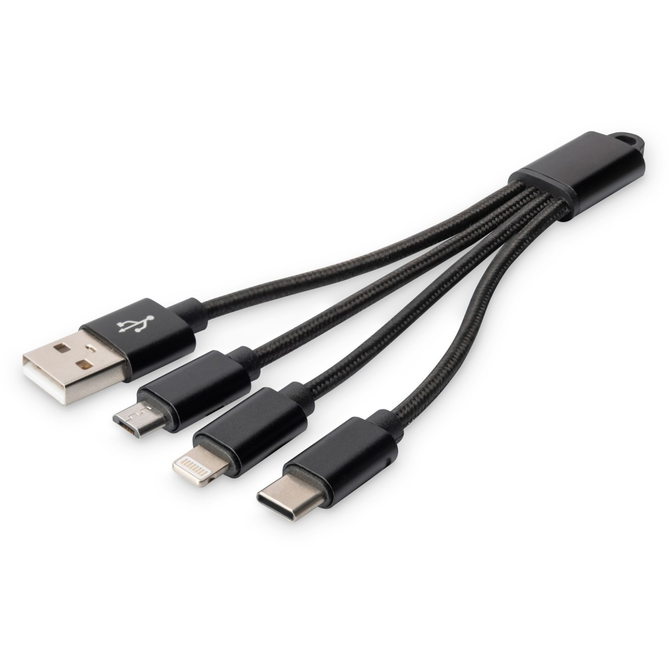 DIGITUS 3-in-1 Ladekabel USB A Lightning + Micro USB + USB-C - Black, 5 m USB 2.0 Blister — Buy in Cyprus with Fast Delivery