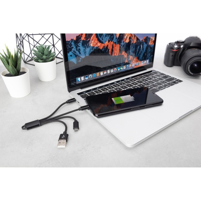 Buy DIGITUS 3-in-1 Ladekabel USB A Lightning + Micro USB + USB-C - Black, 5 m US... in Cyprus, Nicosia, Limassol, Larnaka, Pafos