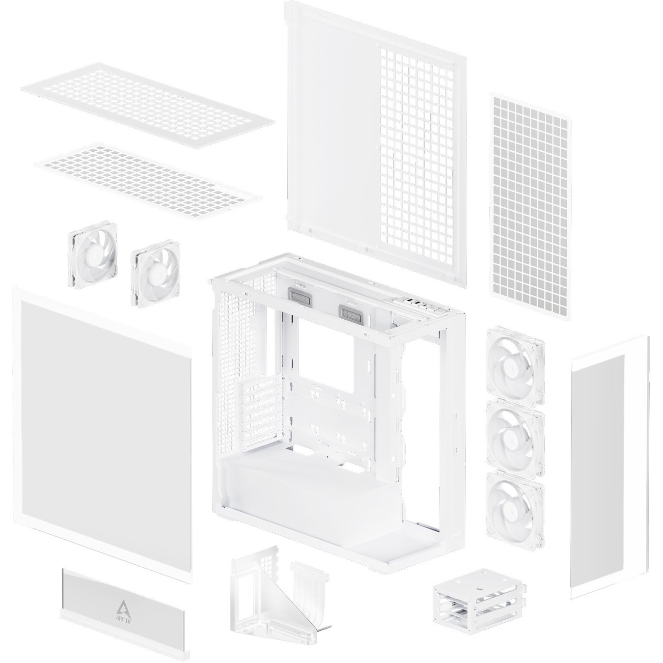 Arctic Xtender (White) transparent window with GPU vertical mount — Buy in Cyprus with Fast Delivery