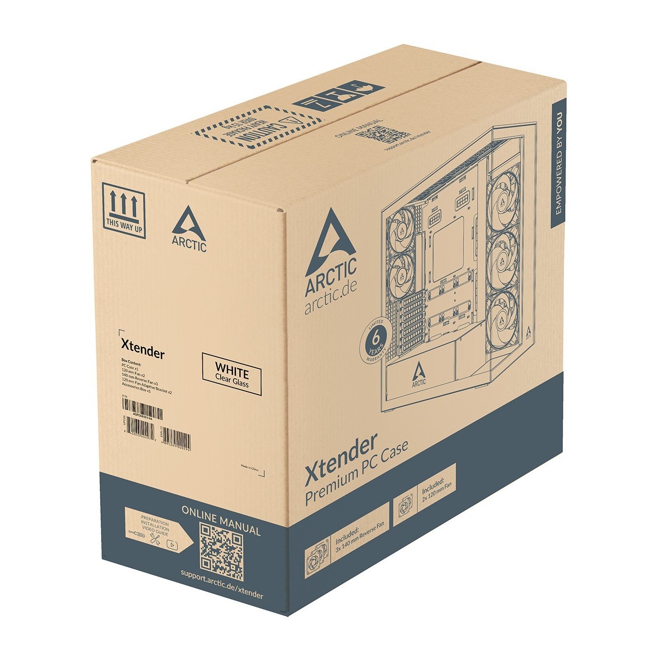 Arctic Xtender (White) transparent window with GPU vertical mount — Buy in Cyprus with Fast Delivery