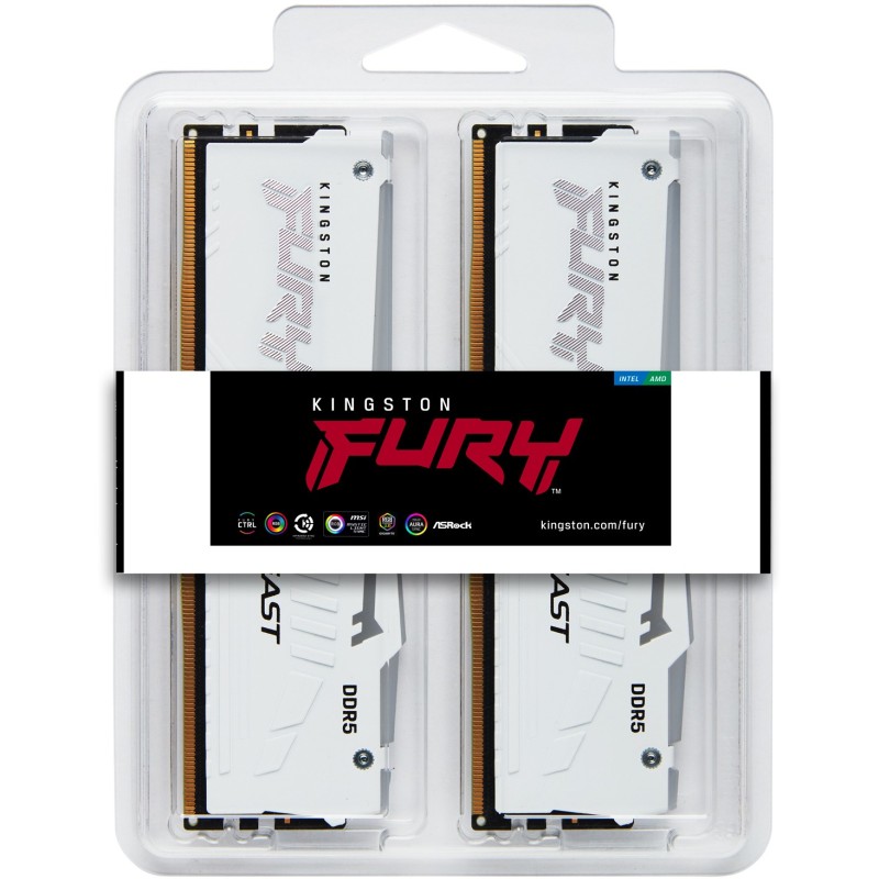 Kingston FURY Beast 64GB (2x32GB) 6000MT/s DDR5 CL30 DIMM Kit White RGB EXPO - KF560C30BBEAK2-64 (Boxed)