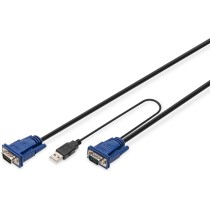 KVM Kabel-Satz.VGA.PS 2-Mouse.PS 2-Keyboard. USB HD DB15 M.2xMiniDIN6 M. USB typeA M - HD DB15 M - Black - 1.8 m - DIGITUS