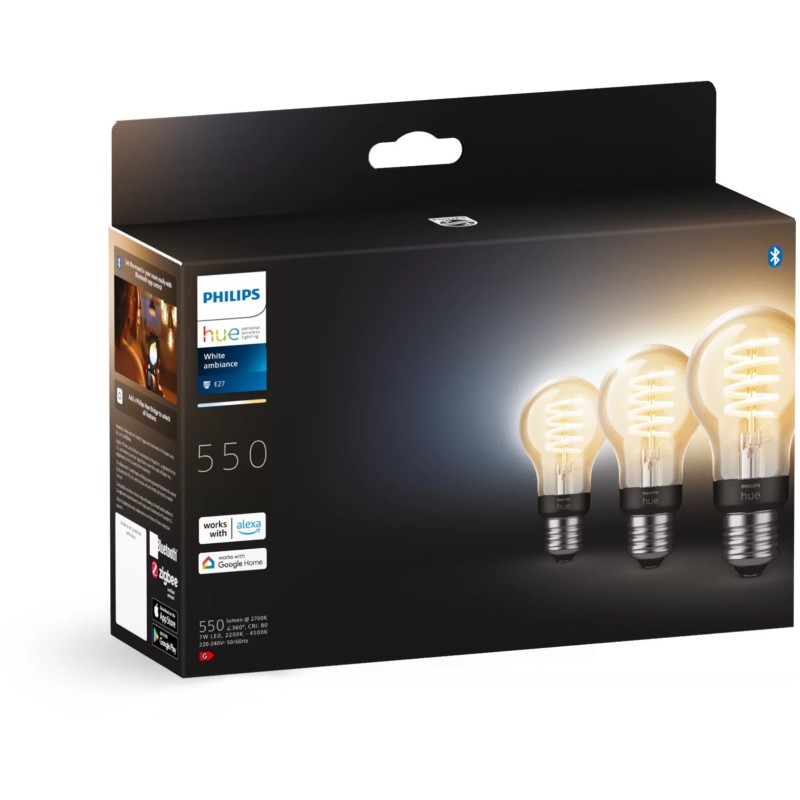 Buy Philips Hue White Ambiance E27 Filament 3-pack - Characteristics (Bluetooth,... in Cyprus, Nicosia, Limassol, Larnaka, Pafos