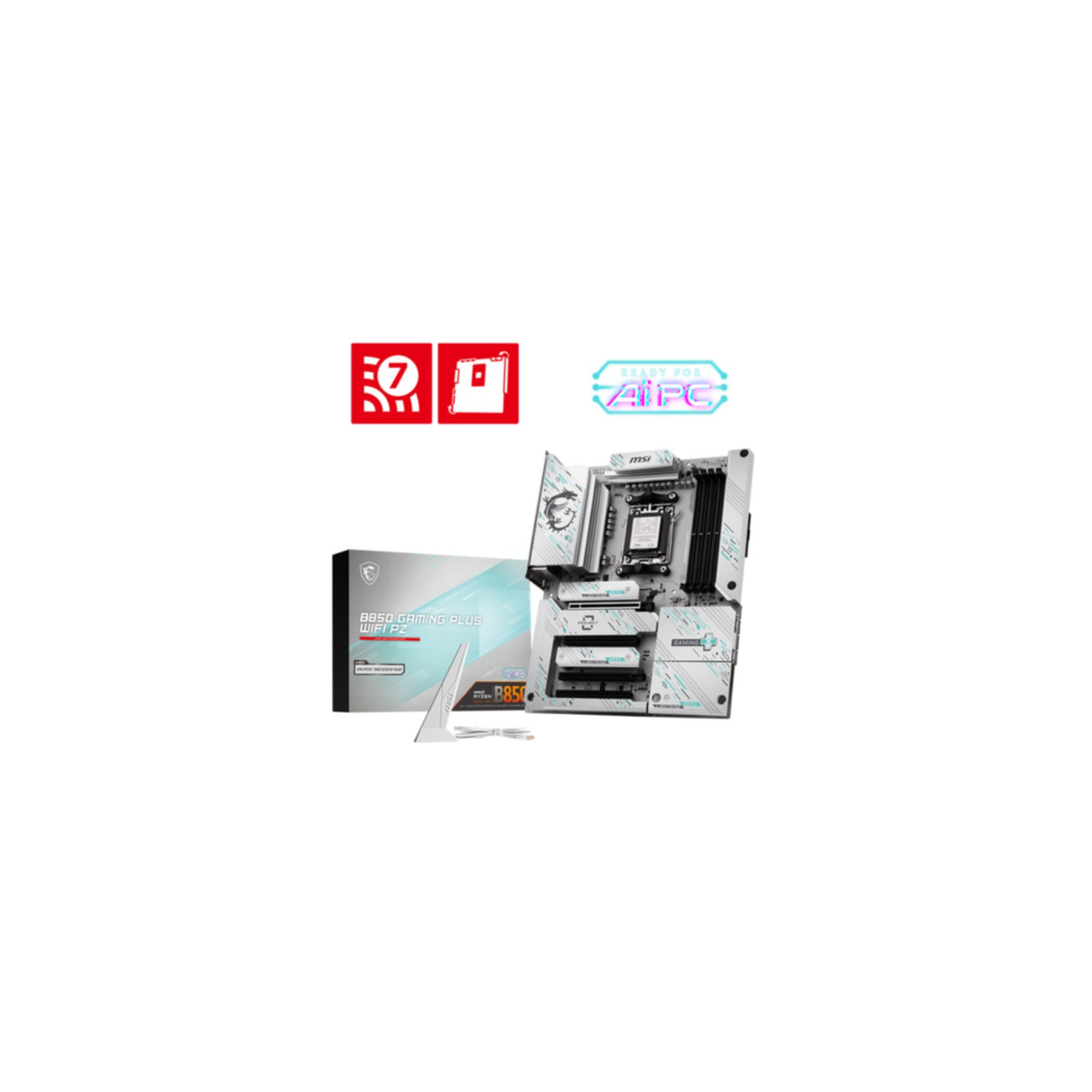 MSI B850 GAMING PLUS WIFI PZ - AM5 ATX Motherboard - DDR5 4x DIMM (256GB), PCIe 4.0, Wi‑Fi, 2.5Gb LAN, RGB, Black