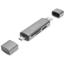 Digitus USB-C + USB 3.0 Card Reader OTG - SD & MicroSD, Aluminium, 5000 Mbit/s, CE, USB 3.2 Gen 1 Type-A/Type-C
