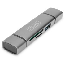 Digitus USB-C + USB 3.0 Card Reader OTG - SD & MicroSD, Aluminium, 5000 Mbit/s, CE, USB 3.2 Gen 1 Type-A/Type-C