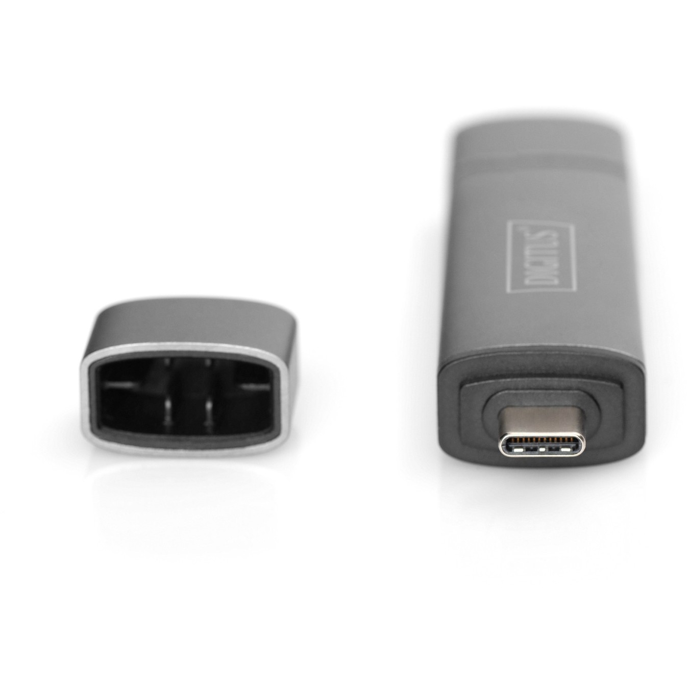 Digitus USB-C + USB 3.0 Card Reader OTG - SD & MicroSD, Aluminium, 5000 Mbit/s, CE, USB 3.2 Gen 1 Type-A/Type-C