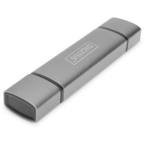 Digitus USB-C + USB 3.0 Card Reader OTG - SD & MicroSD, Aluminium, 5000 Mbit/s, CE, USB 3.2 Gen 1 Type-A/Type-C