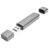 Digitus USB-C + USB 3.0 Card Reader OTG - SD & MicroSD, Aluminium, 5000 Mbit/s, CE, USB 3.2 Gen 1 Type-A/Type-C