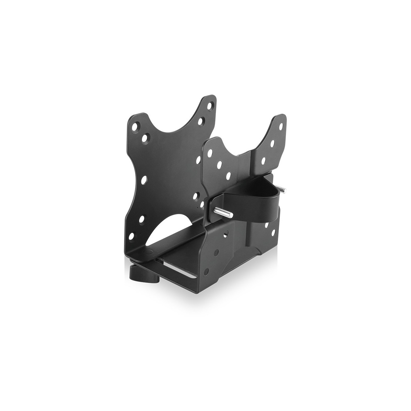 ICY BOX Mini PC Holder for Monitor Stand - IB-MSA102-VM - VESA 75x75/100x100 Compatible, Desk Clamp Arm, Single Arm