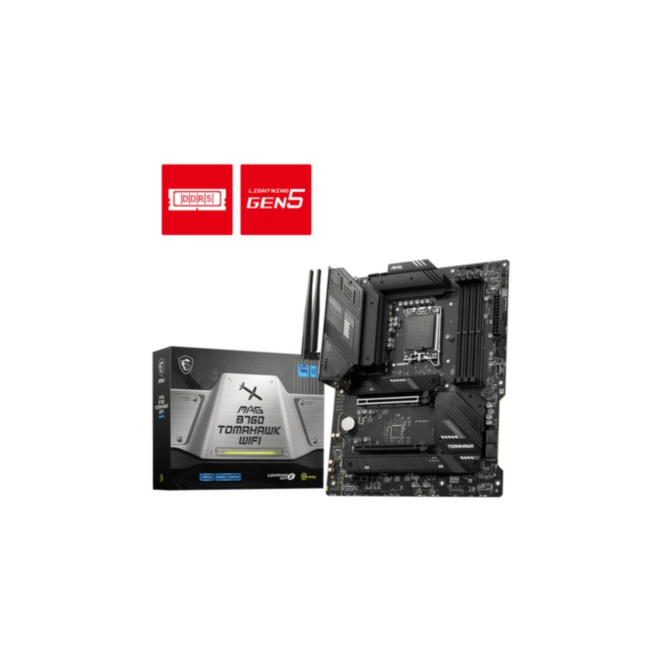 MSI MAG B760 TOMAHAWK WIFI - LGA1700 ATX Motherboard, DDR5 (128GB), Wi‑Fi 6E, 2.5GbE, HDMI 2.1