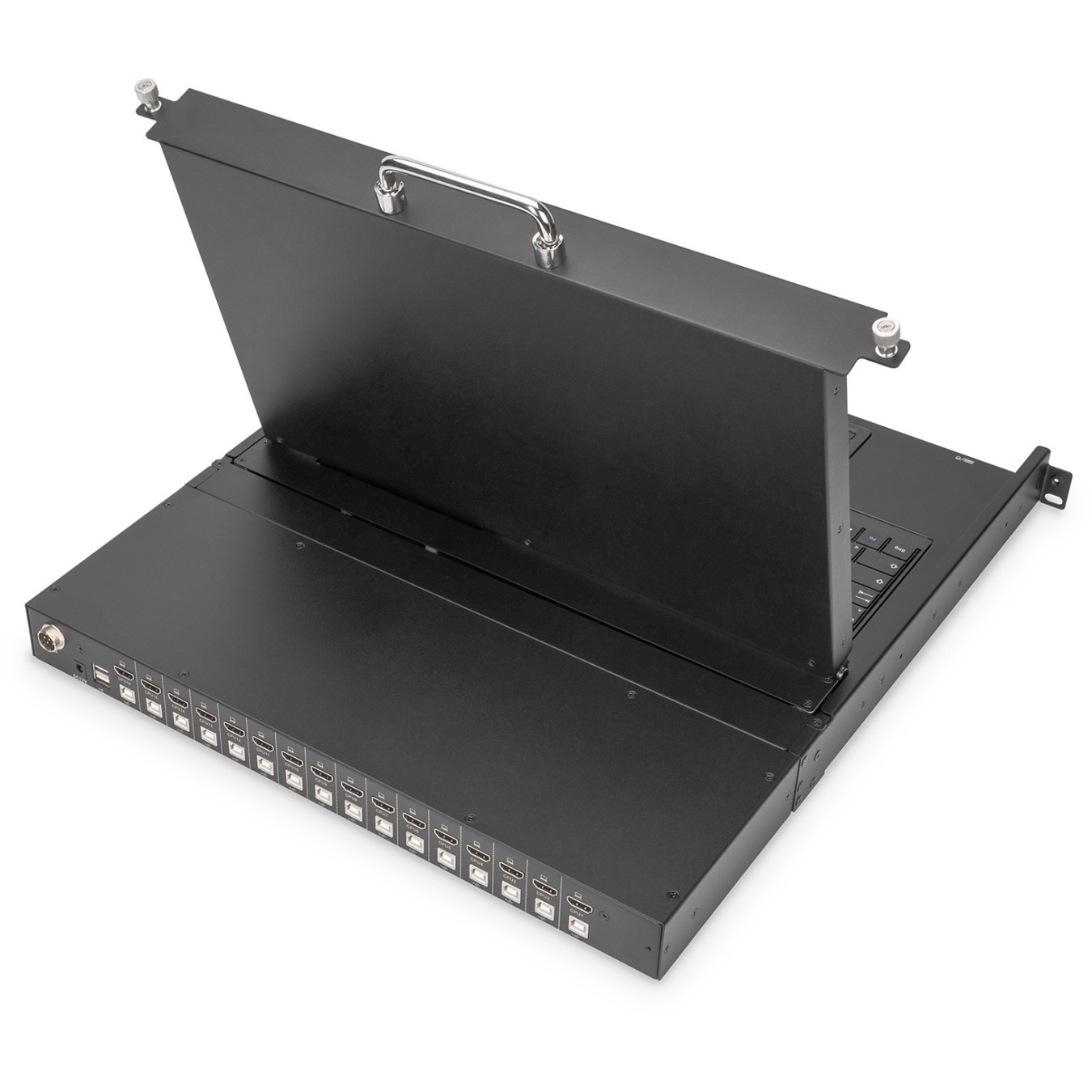 DIGITUS Modular HD LCD KVM Console with 17" TFT - Touchpad, 16-Port HDMI KVM, German Keyboard Layout