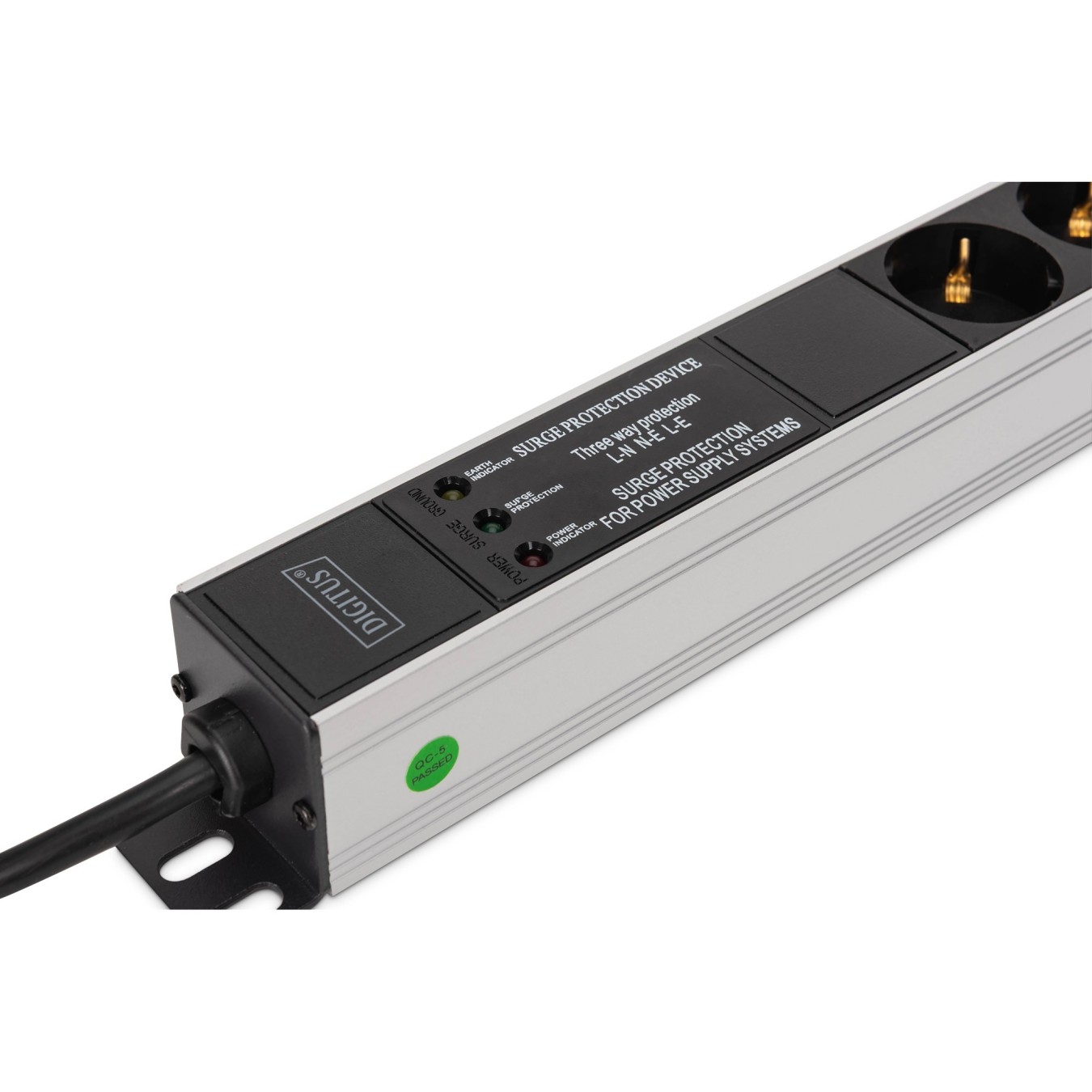 DIGITUS Steckdosenleiste 9-fach 19' Alu. 1HE 2m schwarz - Characteristics (Aluminium enclosure, 19'' rack, 1U, 2 m cord)