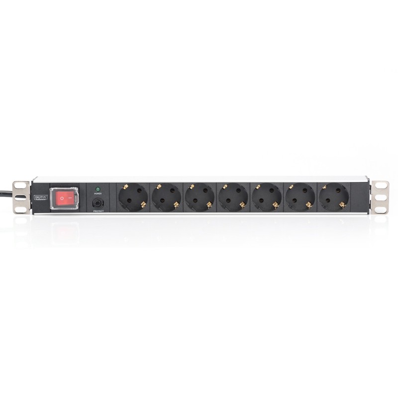 Buy DIGITUS 7-Outlet 1U Aluminum Power Strip with Schuko Type F Plug, 2 m Lead, ... in Cyprus, Nicosia, Limassol, Larnaka, Pafos