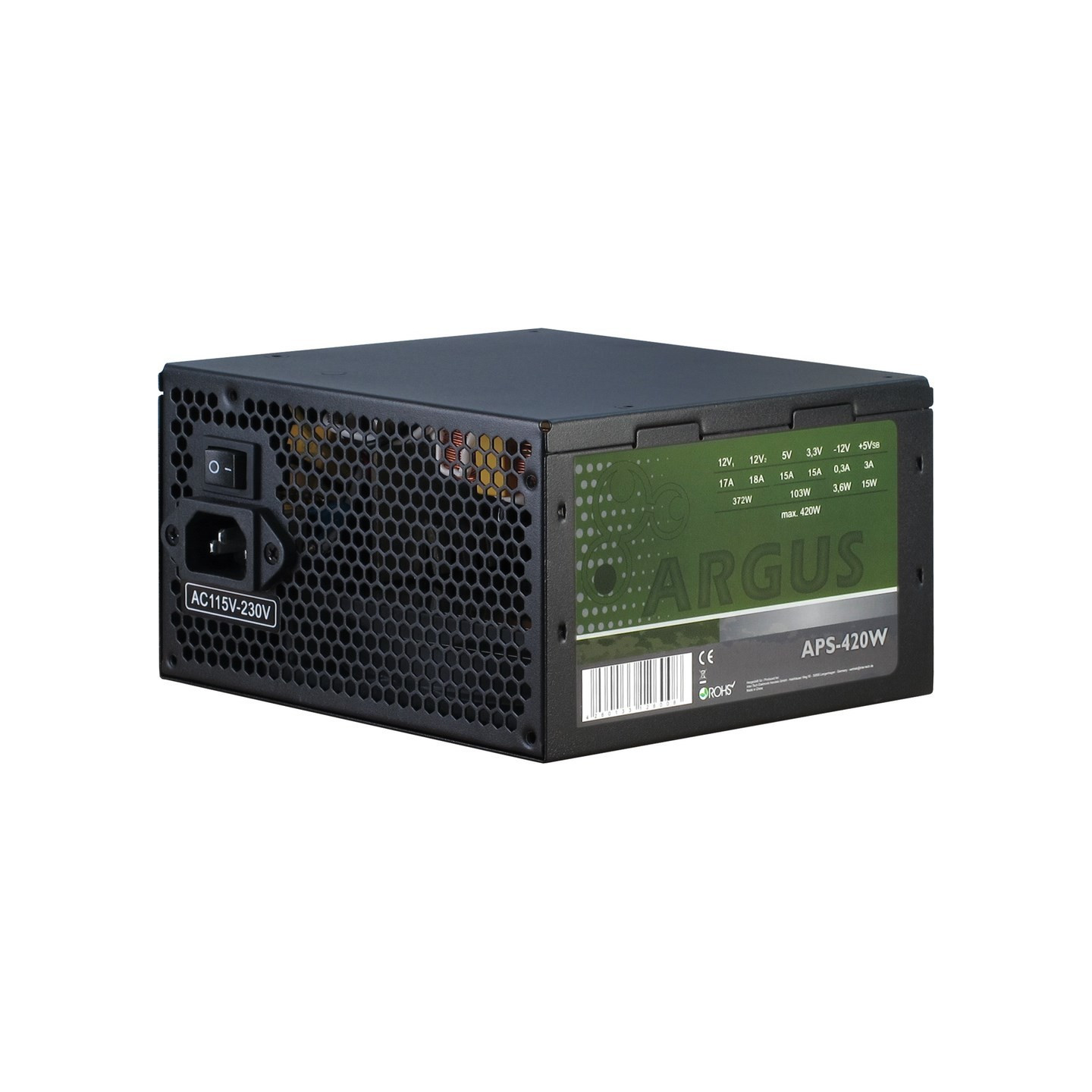 Inter-Tech Argus APS-420W Black ATX 420W Non-Modular 12cm Fan (Boxed) — Buy in Cyprus with Fast Delivery