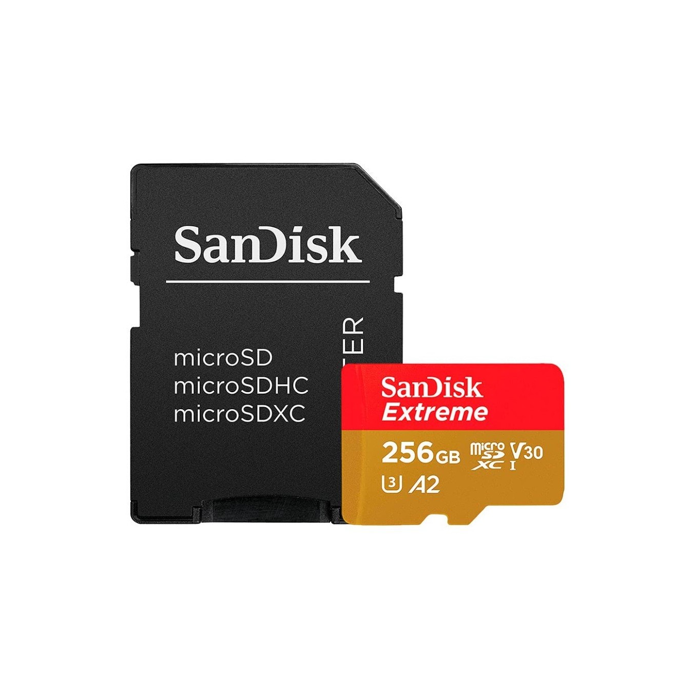 CARD EXTREME PLUS MICROXC 256GB+SD - MicroSDXC Card, 256GB, U3, V30, A2, Class 10, SD Adapter Included