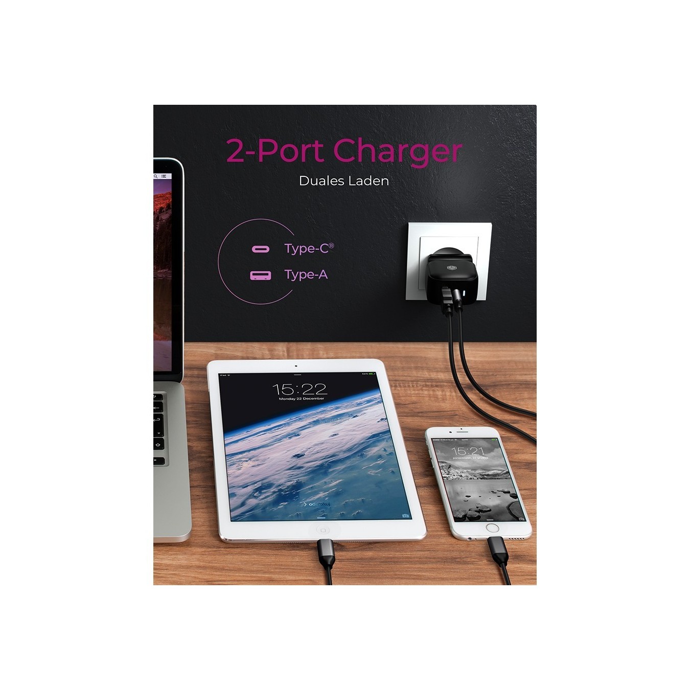 ICY BOX Charger 38W 2-Port USB-A 18W USB-C 30W Black — Buy in Cyprus with Fast Delivery