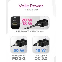 ICY BOX Charger 38W 2-Port USB-A 18W USB-C 30W Black — Buy in Cyprus with Fast Delivery