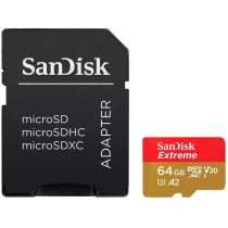 SanDisk Extreme PLUS microSDXC 64GB +Adapter - Red. Gold, U3, V30, A2 — Buy in Cyprus with Fast Delivery