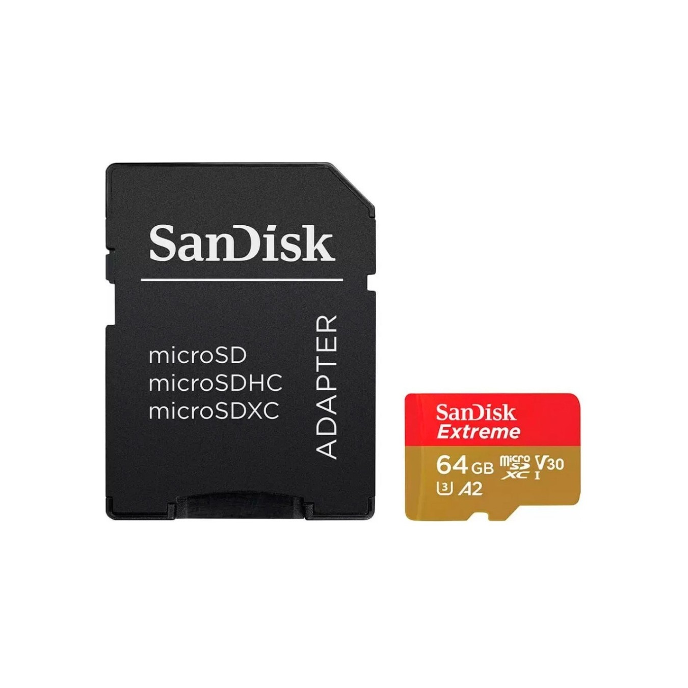 SanDisk Extreme PLUS microSDXC 64GB +Adapter - Red. Gold, U3, V30, A2 — Buy in Cyprus with Fast Delivery