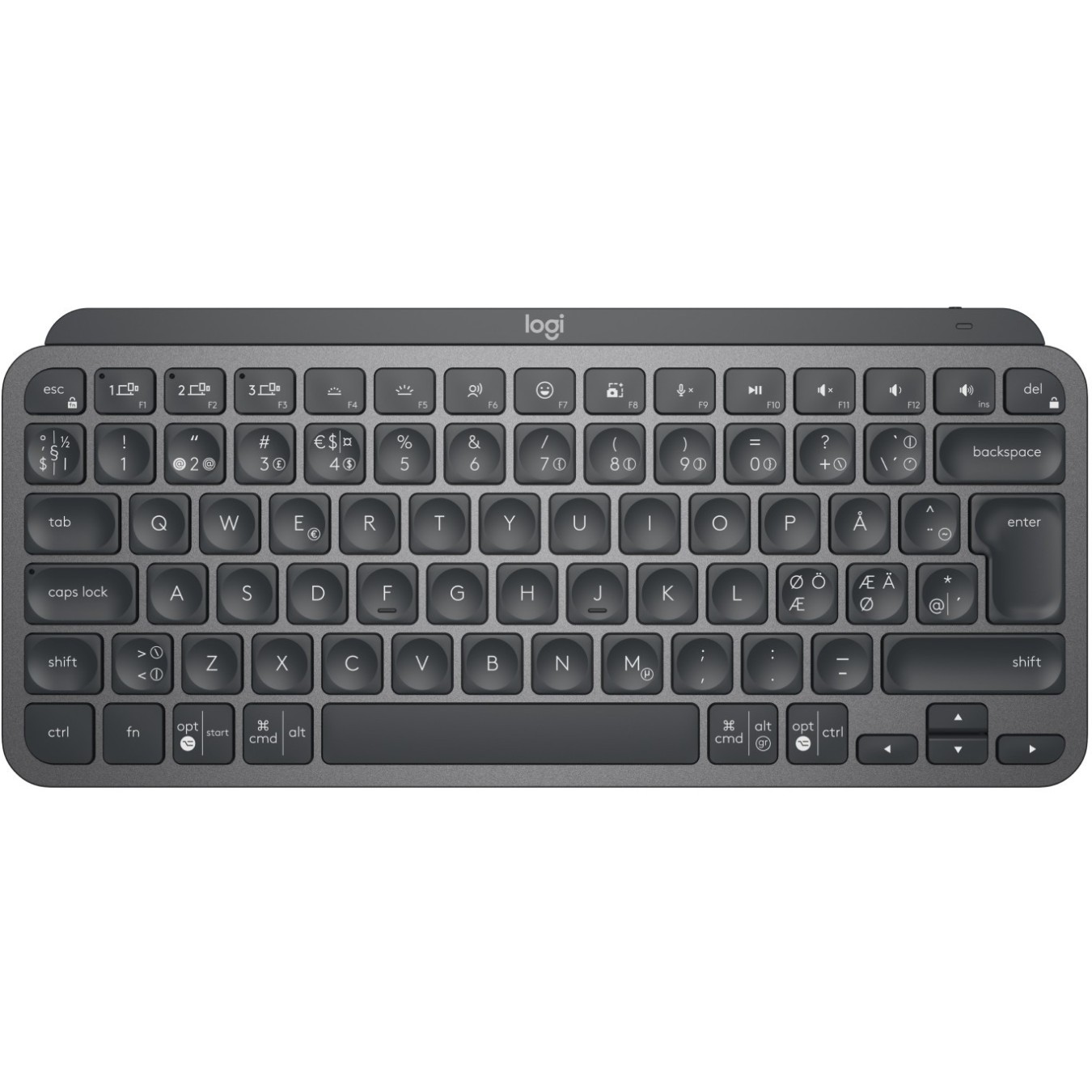 MX Keys Mini for Business - Graphite, Mini wireless keyboard with RF/Bluetooth, Scissor switches