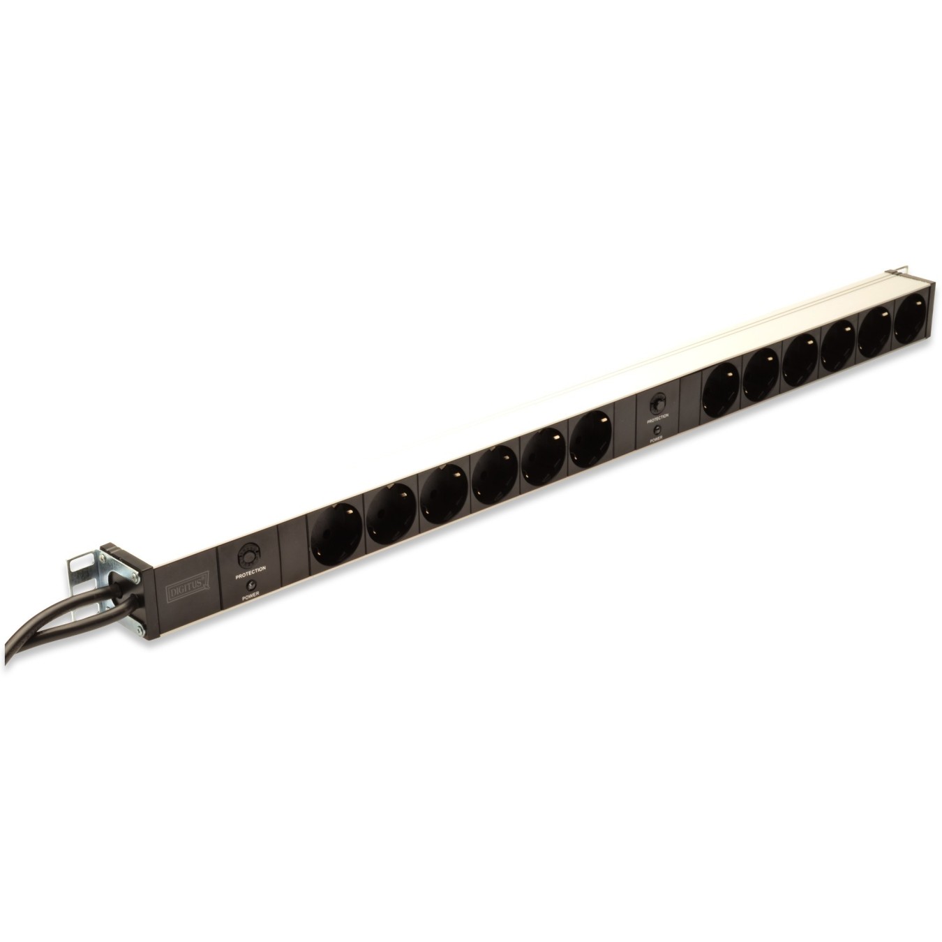 DIGITUS Steckerleiste 12fach Ü-Schutz Alu 2m Zuleitung - (Aluminium, 12 outlets, 2 m cord, surge protection)